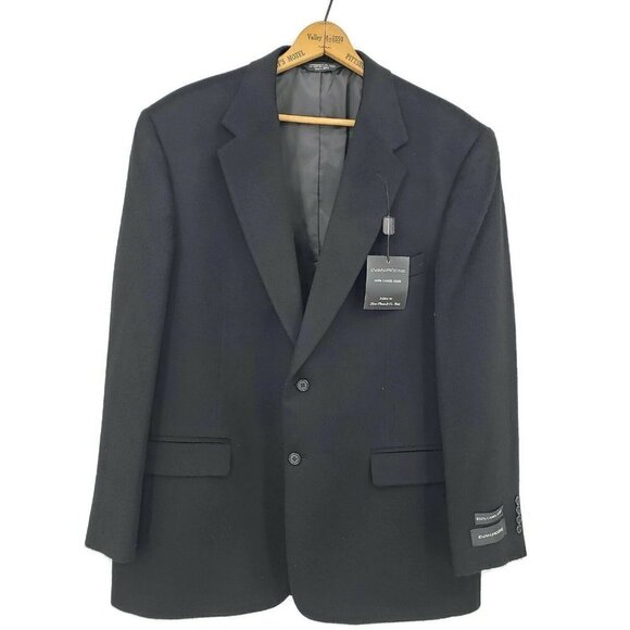 New Evan-Picone Blazer Mens 44 Long Black Camel Hair Jacket $325 - Picture 1 of 7
